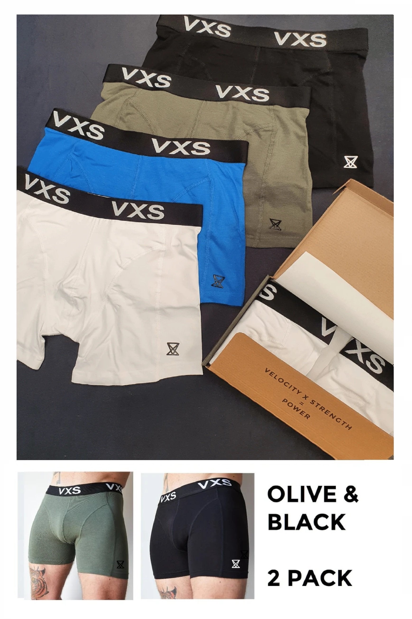VXS Bamboo Boxer Shorts 2 Pack - Blue